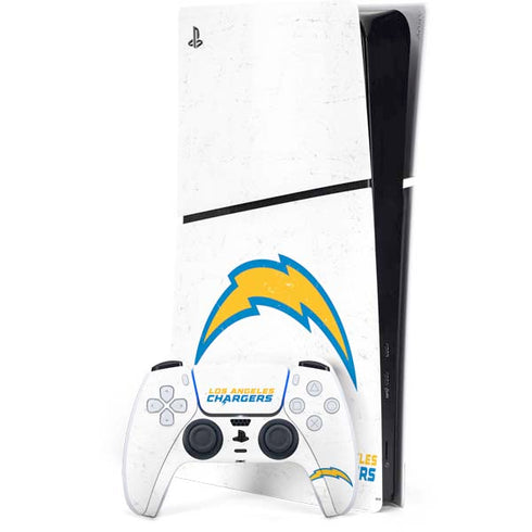 NFL Los Angeles Chargers Distressed PS5 Slim Digital Edition Bundle Skin