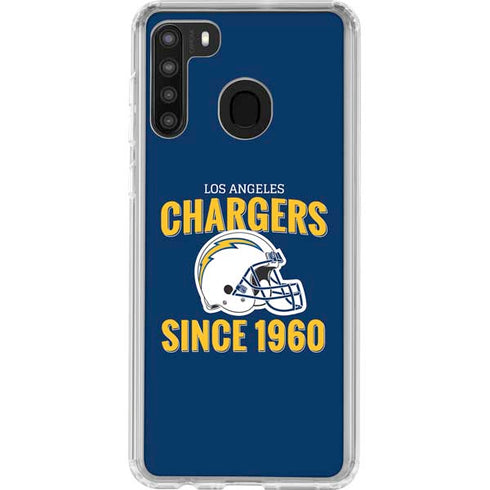 NFL Los Angeles Chargers Helmet Galaxy A21 Clear Case