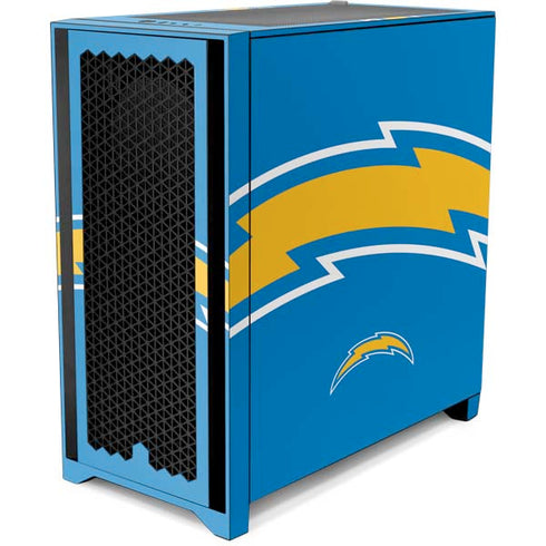NFL Los Angeles Chargers Large Logo Corsair 4000D Tempered Glass Mid-Tower ATX Case Skin