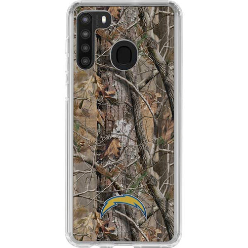 NFL Los Angeles Chargers Realtree AP Camo Galaxy A21 Clear Case