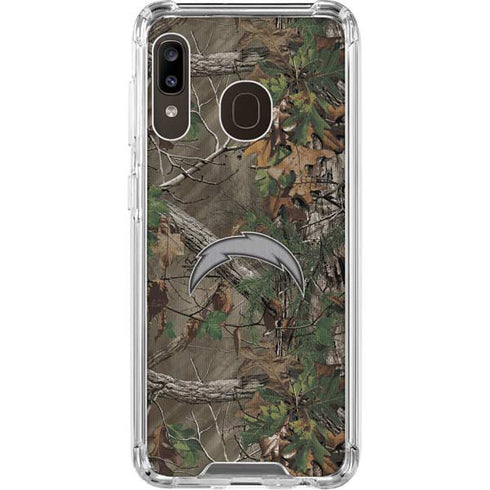 NFL Los Angeles Chargers Realtree Xtra Green Camo Galaxy A30 Clear Case