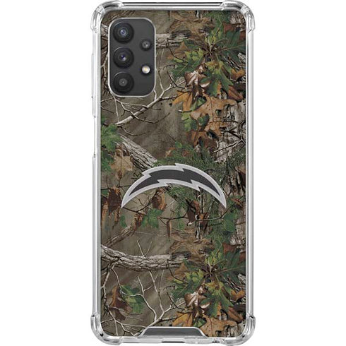 NFL Los Angeles Chargers Realtree Xtra Green Camo Galaxy A32 5G Clear Case