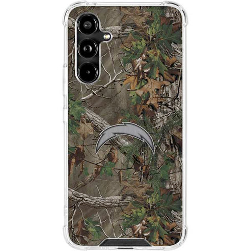 NFL Los Angeles Chargers Realtree Xtra Green Camo Galaxy A54 5G Clear Case