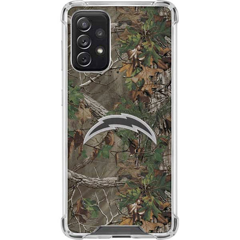 NFL Los Angeles Chargers Realtree Xtra Green Camo Galaxy A72 5G Clear Case