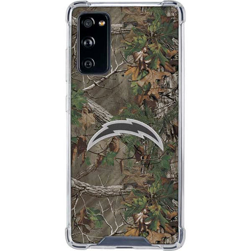 NFL Los Angeles Chargers Realtree Xtra Green Camo Galaxy S20 FE Clear Case