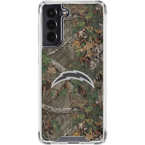 NFL Los Angeles Chargers Realtree Xtra Green Camo Galaxy S21 5G Clear Case