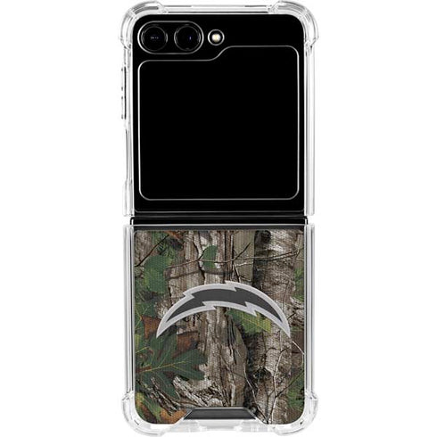 NFL Los Angeles Chargers Realtree Xtra Green Camo Galaxy Z Flip5 5G Clear Case