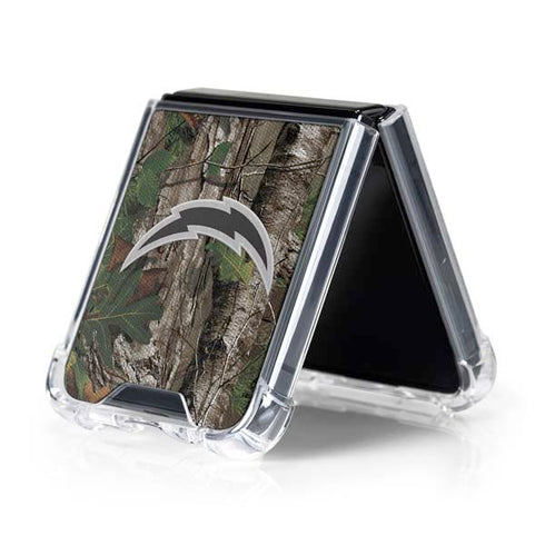 NFL Los Angeles Chargers Realtree Xtra Green Camo Galaxy Z Flip5 5G Clear Case