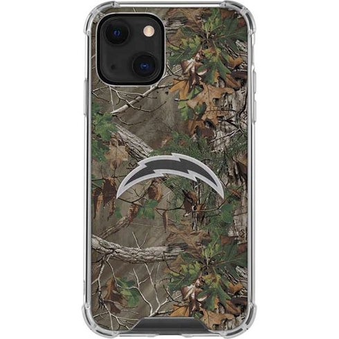 NFL Los Angeles Chargers Realtree Xtra Green Camo iPhone 13 Clear Case
