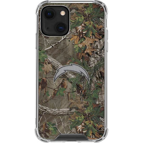 NFL Los Angeles Chargers Realtree Xtra Green Camo iPhone 14 Plus Clear Case