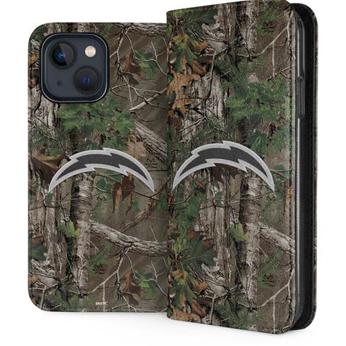 NFL Los Angeles Chargers Realtree Xtra Green Camo iPhone 15 Plus Folio Case