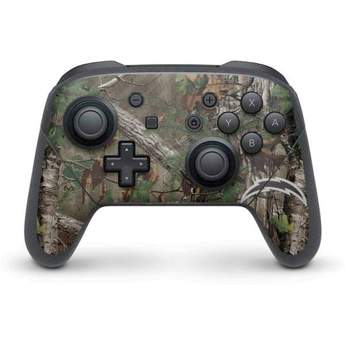 NFL Los Angeles Chargers Realtree Xtra Green Camo Nintendo Switch Pro Controller Skin