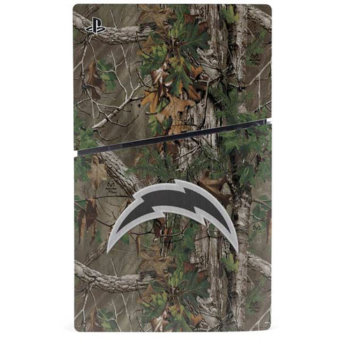 NFL Los Angeles Chargers Realtree Xtra Green Camo PS5 Slim Disk Console Skin