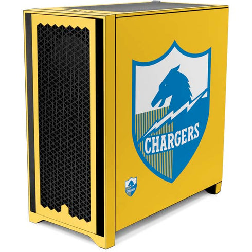 NFL Los Angeles Chargers Retro Logo Corsair 4000D Tempered Glass Mid-Tower ATX Case Skin