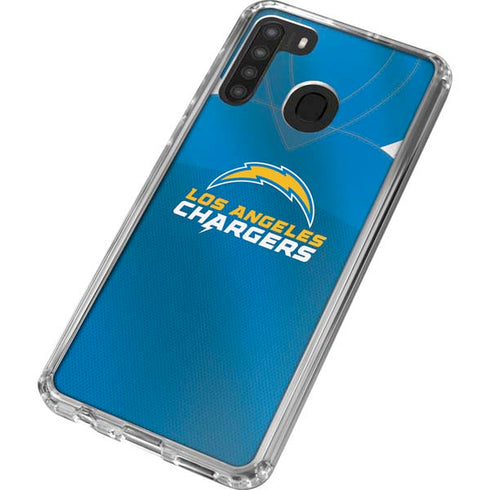 NFL Los Angeles Chargers Team Jersey Galaxy A21 Clear Case