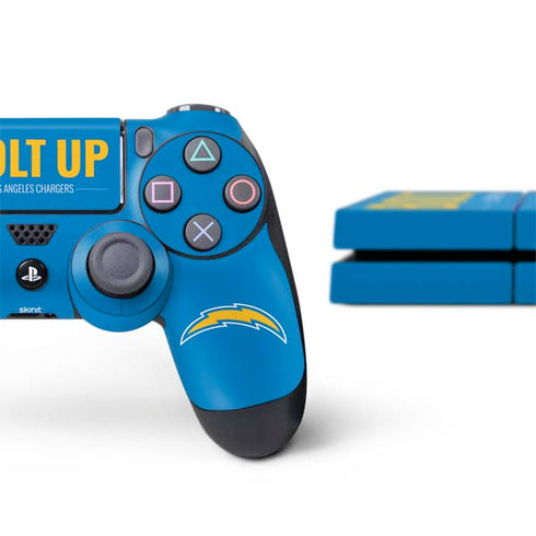 NFL Los Angeles Chargers Team Motto PS4 Console and Controller Bundle Skin