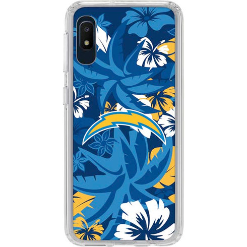 NFL Los Angeles Chargers Tropical Print Galaxy A10e Clear Case