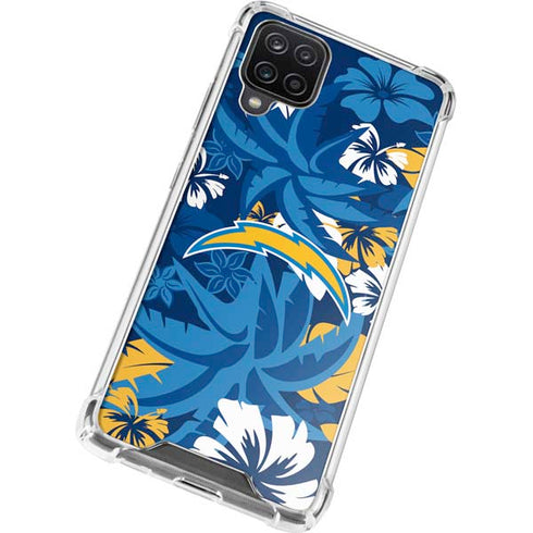 NFL Los Angeles Chargers Tropical Print Galaxy A12 Clear Case