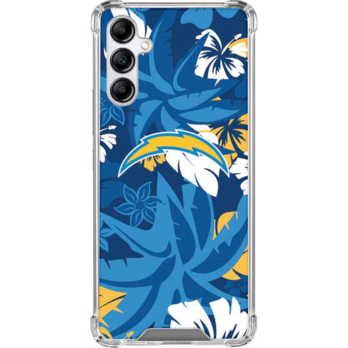 NFL Los Angeles Chargers Tropical Print Galaxy A15 5G Clear Case