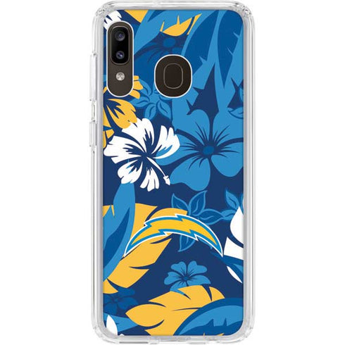NFL Los Angeles Chargers Tropical Print Galaxy A20 Clear Case