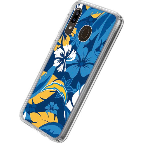 NFL Los Angeles Chargers Tropical Print Galaxy A20 Clear Case