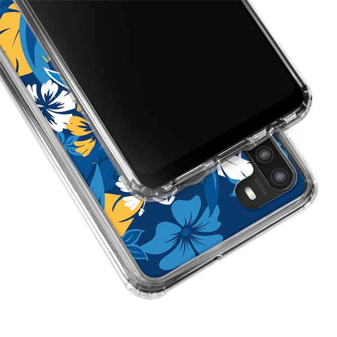 NFL Los Angeles Chargers Tropical Print Galaxy A21 Clear Case