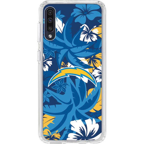 NFL Los Angeles Chargers Tropical Print Galaxy A50 Clear Case
