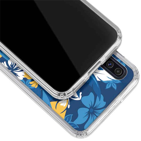 NFL Los Angeles Chargers Tropical Print Galaxy A50 Clear Case