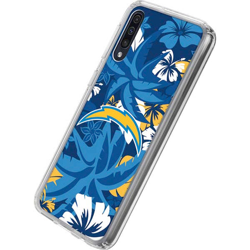 NFL Los Angeles Chargers Tropical Print Galaxy A50 Clear Case