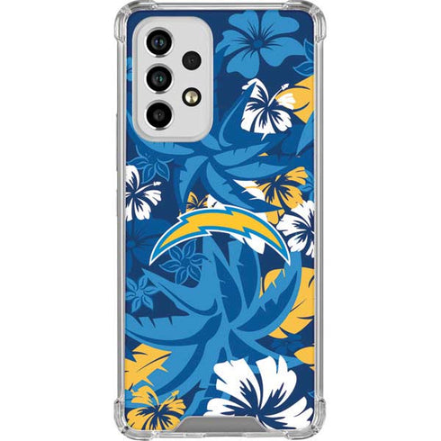NFL Los Angeles Chargers Tropical Print Galaxy A53 5G Clear Case