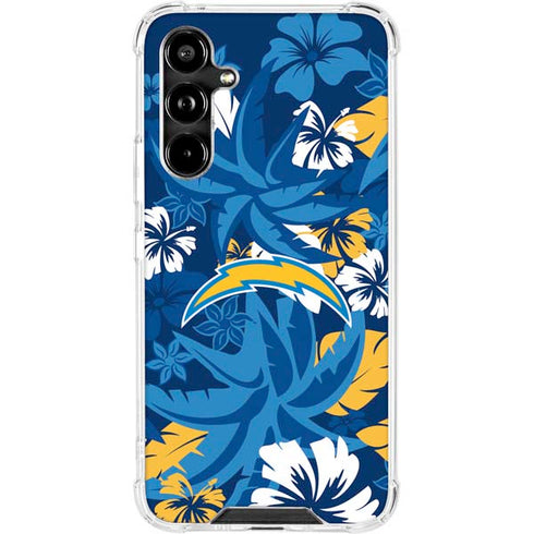 NFL Los Angeles Chargers Tropical Print Galaxy A54 5G Clear Case