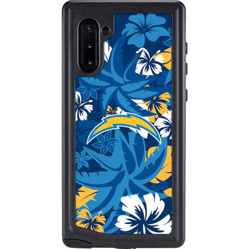 NFL Los Angeles Chargers Tropical Print Galaxy Note 10 Waterproof Case