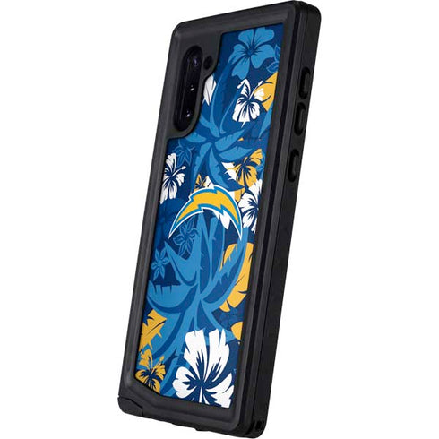 NFL Los Angeles Chargers Tropical Print Galaxy Note 10 Waterproof Case