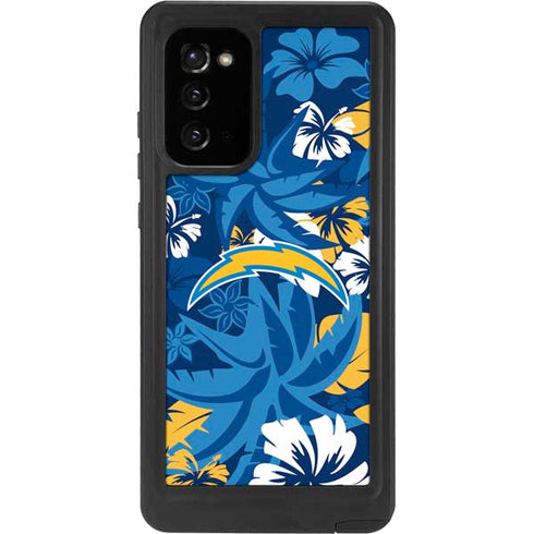 NFL Los Angeles Chargers Tropical Print Galaxy Note20 5G Waterproof Case
