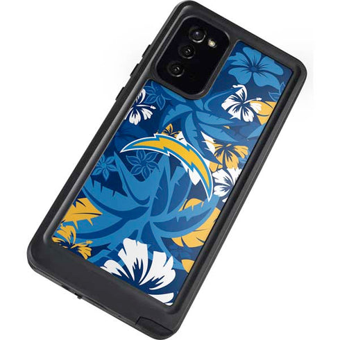 NFL Los Angeles Chargers Tropical Print Galaxy Note20 5G Waterproof Case