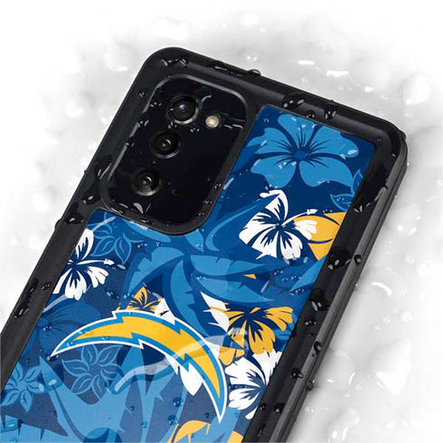 NFL Los Angeles Chargers Tropical Print Galaxy Note20 5G Waterproof Case