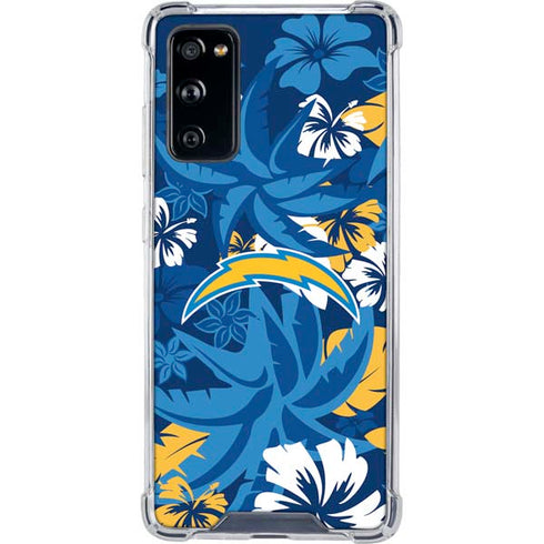 NFL Los Angeles Chargers Tropical Print Galaxy S20 FE Clear Case