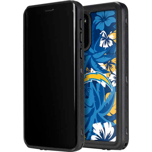 NFL Los Angeles Chargers Tropical Print Galaxy S20 Plus Waterproof Case