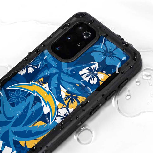 NFL Los Angeles Chargers Tropical Print Galaxy S20 Plus Waterproof Case