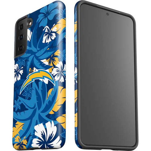 NFL Los Angeles Chargers Tropical Print Galaxy S21 Plus 5G Pro Case