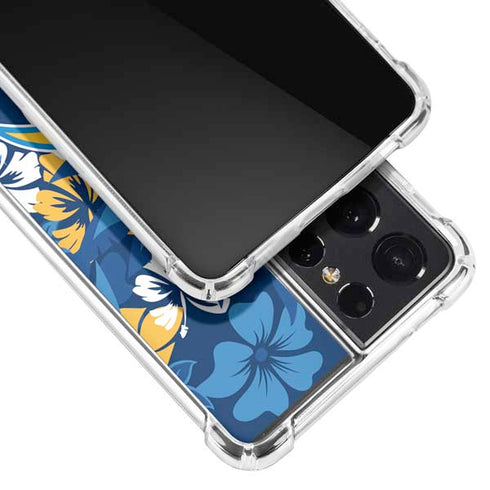 NFL Los Angeles Chargers Tropical Print Galaxy S21 Ultra 5G Clear Case