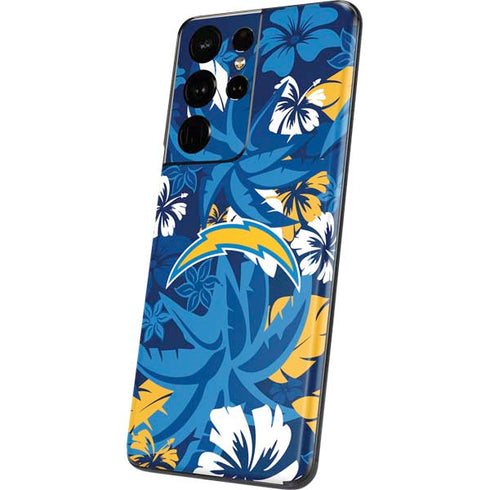 NFL Los Angeles Chargers Tropical Print Galaxy S21 Ultra 5G Skin