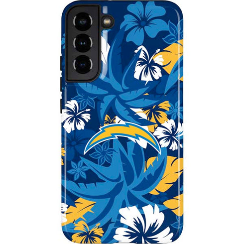 NFL Los Angeles Chargers Tropical Print Galaxy S22 Plus Pro Case