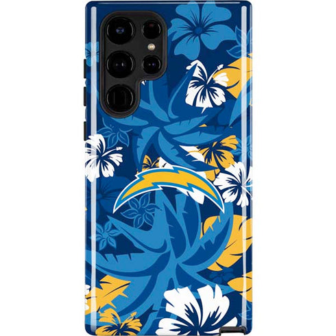 NFL Los Angeles Chargers Tropical Print Galaxy S22 Ultra Pro Case