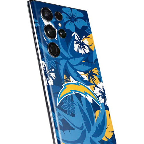NFL Los Angeles Chargers Tropical Print Galaxy S22 Ultra Skin