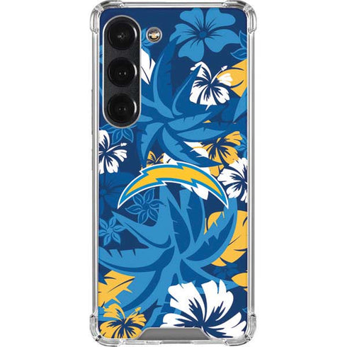 NFL Los Angeles Chargers Tropical Print Galaxy S23 Clear Case
