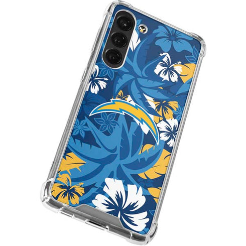 NFL Los Angeles Chargers Tropical Print Galaxy S23 Plus Clear Case
