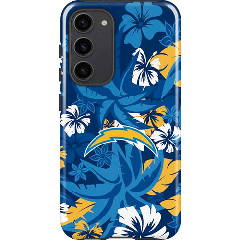 NFL Los Angeles Chargers Tropical Print Galaxy S23 Plus Pro Case