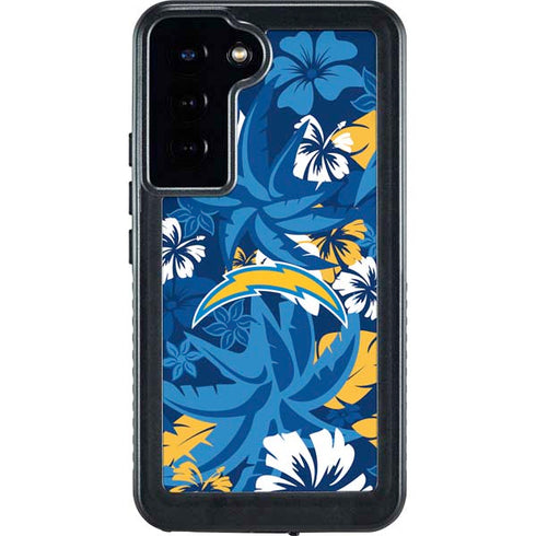 NFL Los Angeles Chargers Tropical Print Galaxy S23 Plus Waterproof Case