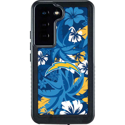 NFL Los Angeles Chargers Tropical Print Galaxy S23 Waterproof Case